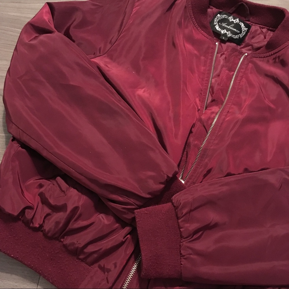 Maroon Bomber Jacket - image 7